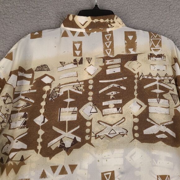 Marquis Shirt Mens XL Brown Beige White Button Down Retro Designer - Picture 9 of 15